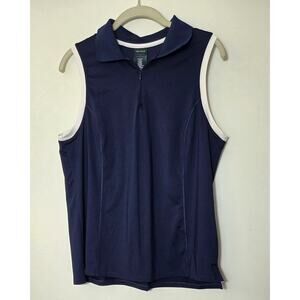 Tek Gear Performance Sleeveless Top Drytek Blue Zip V Neck Workout Tank Top Sz L